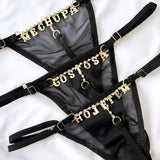 Calcinha Erótica Escrita (Tamanho Único com Lateral Ajustável) Cor Preta