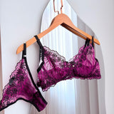 Conjunto Sem Bojo Toque Fatal Roxo com Preto