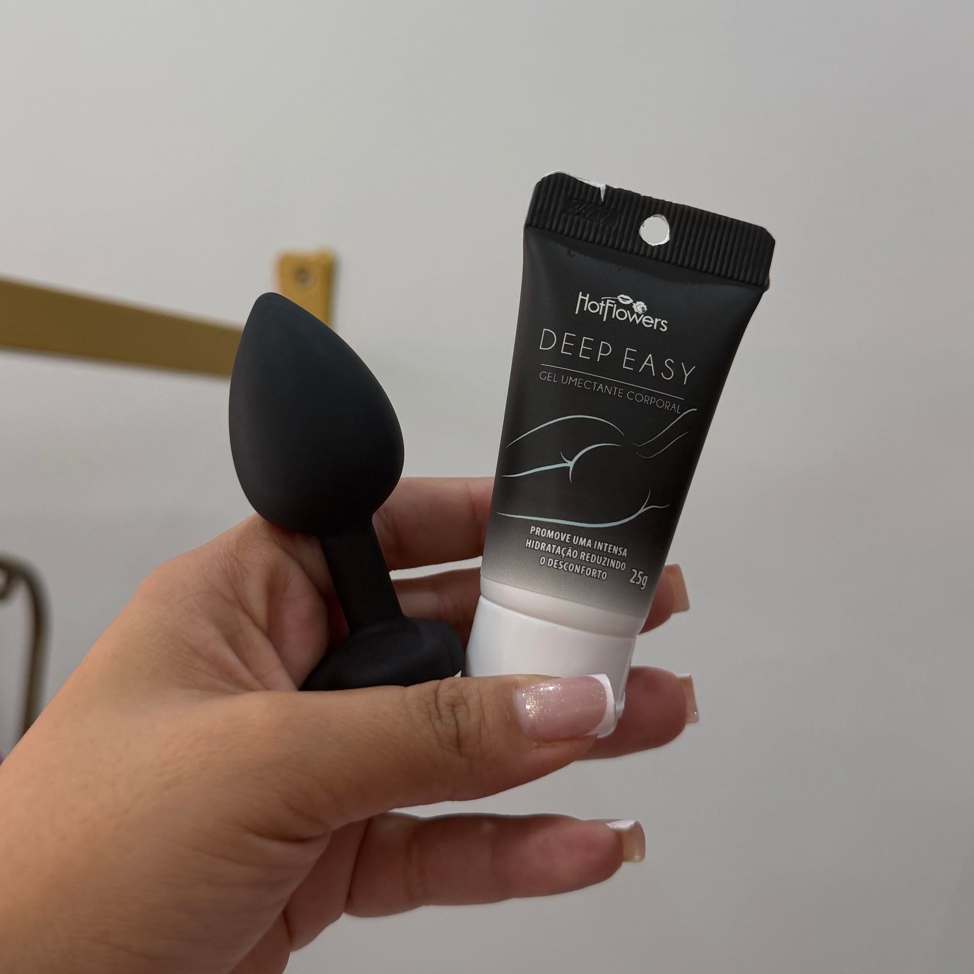 😈 Kit Prazer Sem Medo: Plug Anal de Silicone P (iniciante) + Gel Dessensibilizante Anal Deep Easy