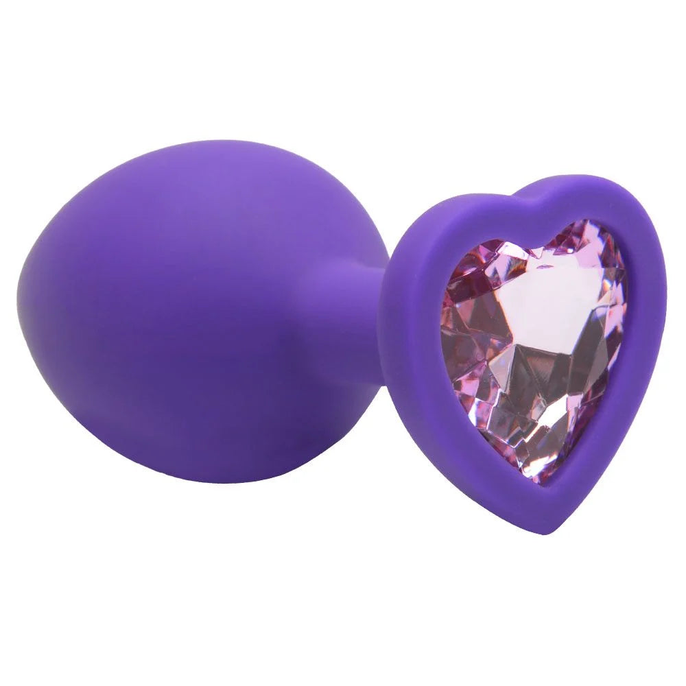 Plug Anal Silicone Coração M Roxo
