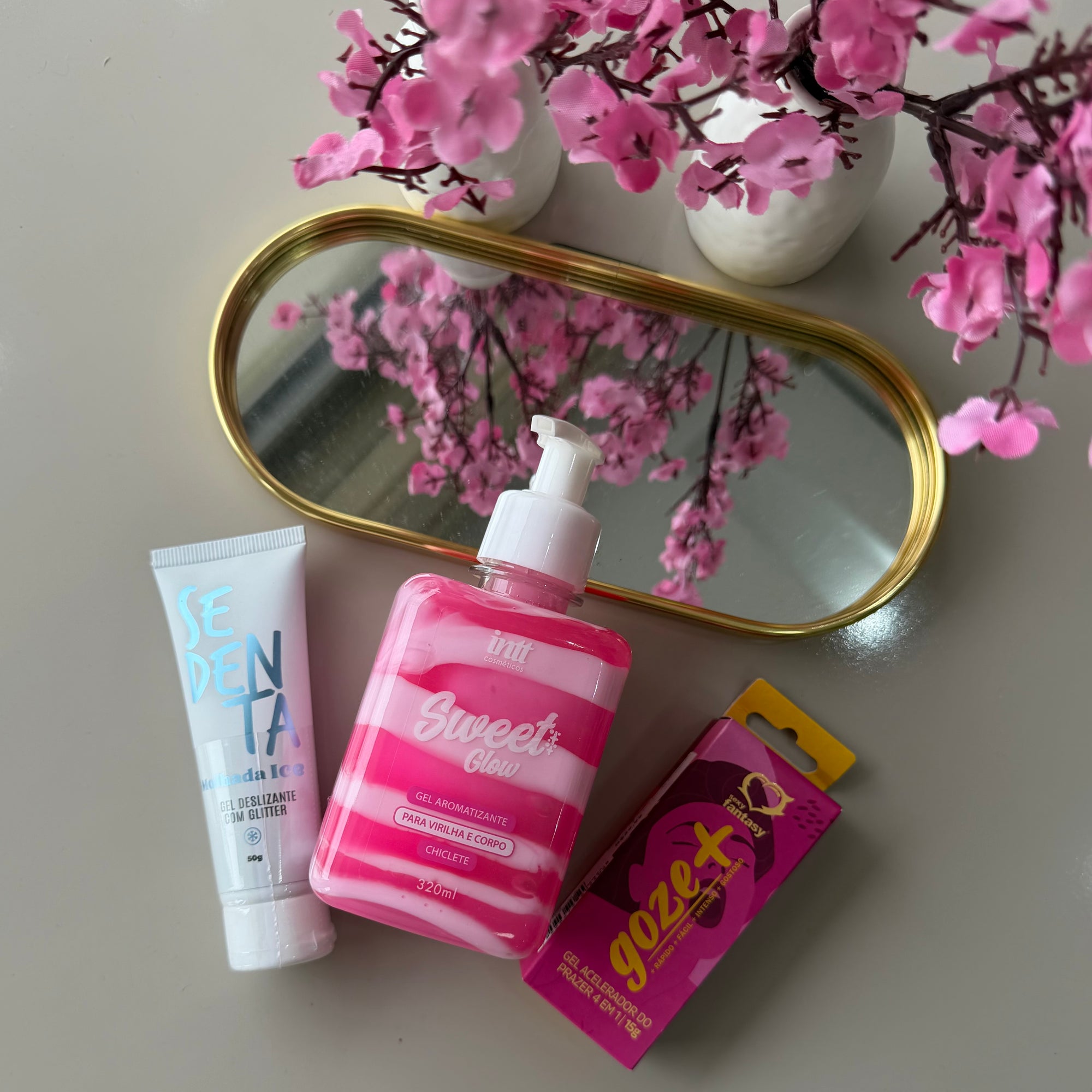 🍬 Kit Doce Prazer: Sweet Glow + Lubrificante Sedenta Molhadinha Ice + Goze+