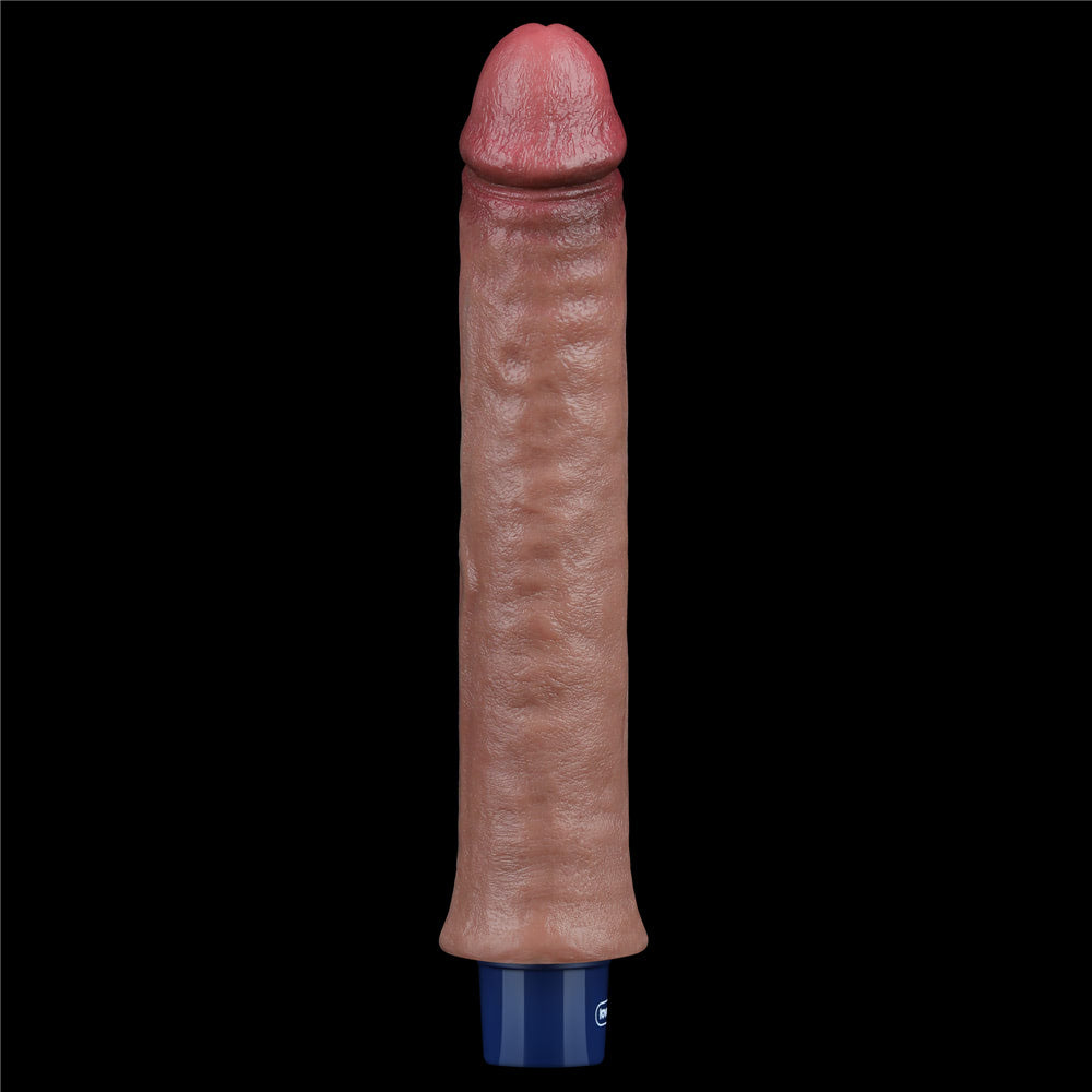 Pênis Vibrador Dupla Densidade 24,5x4 cm Dual layered Platinum Silicone com 10 modos de vibração - Qualidade Premium!