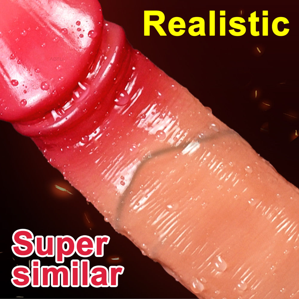 Pênis Realista com ventosa e controle por aplicativo, possui 9 modos de movimentos vai e vem e 9 modos de vibração