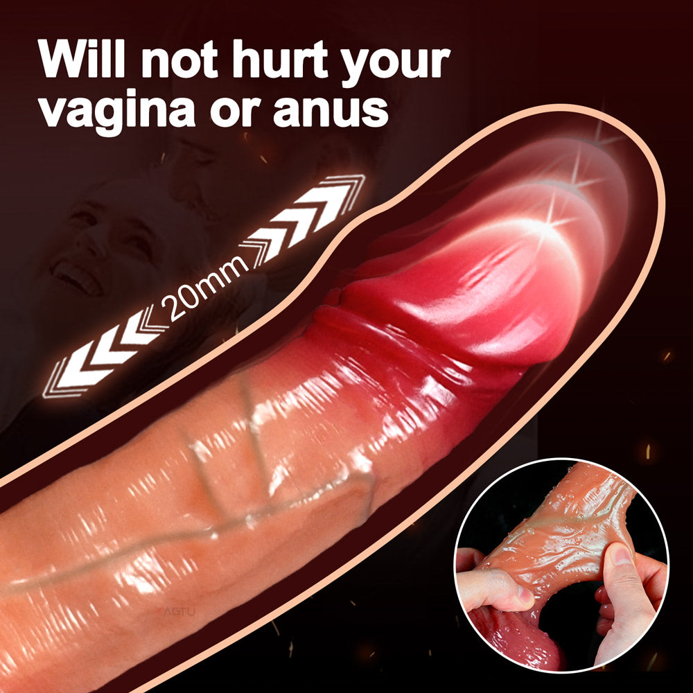 Pênis Realista com ventosa e controle por aplicativo, possui 9 modos de movimentos vai e vem e 9 modos de vibração