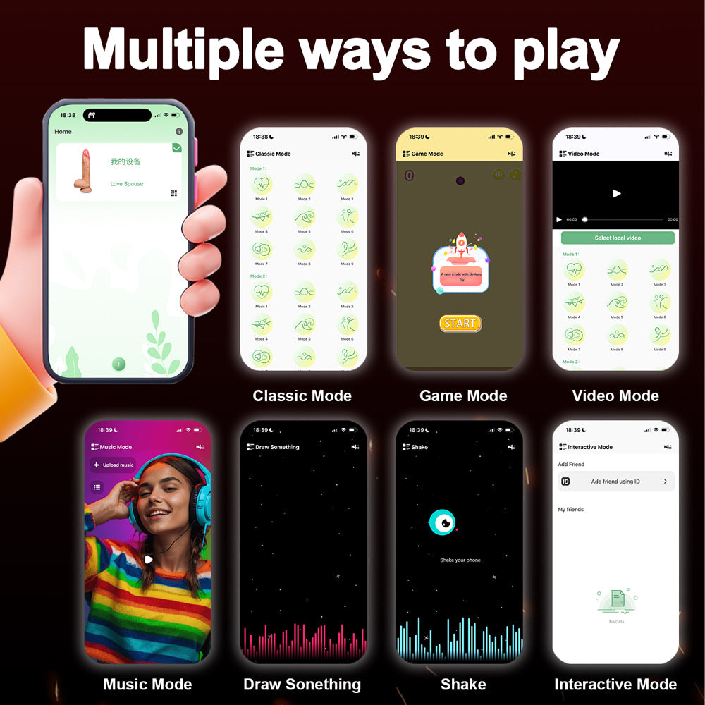 Pênis Realista com ventosa e controle por aplicativo, possui 9 modos de movimentos vai e vem e 9 modos de vibração