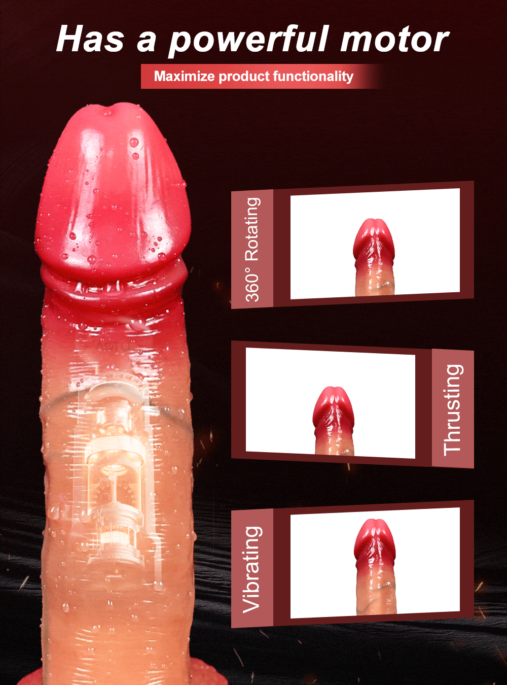 Pênis Realista com ventosa e controle por aplicativo, possui 9 modos de movimentos vai e vem e 9 modos de vibração