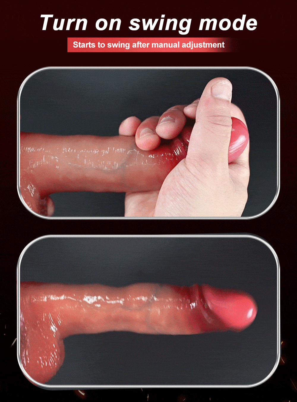 Pênis Realista com ventosa e controle por aplicativo, possui 9 modos de movimentos vai e vem e 9 modos de vibração