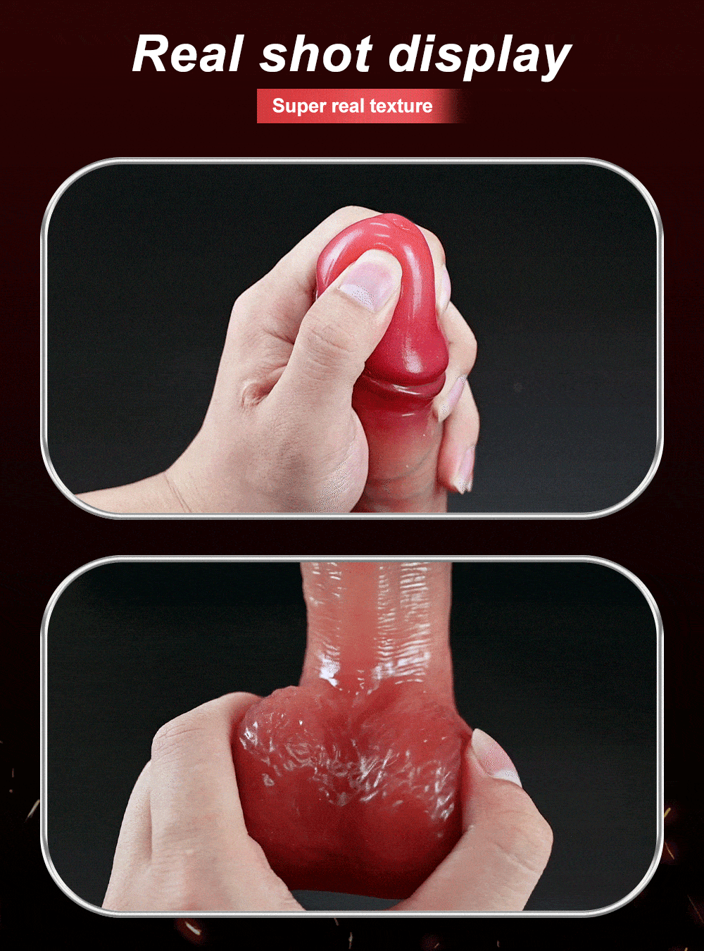 Pênis Realista com ventosa e controle por aplicativo, possui 9 modos de movimentos vai e vem e 9 modos de vibração