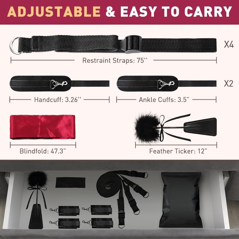 Kit de Bondage para Cama com 6 Peças