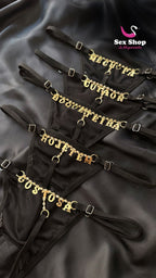 Calcinha Erótica Escrita (Tamanho Único com Lateral Ajustável) Cor Preta