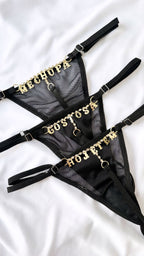 Calcinha Erótica Escrita (Tamanho Único com Lateral Ajustável) Cor Preta