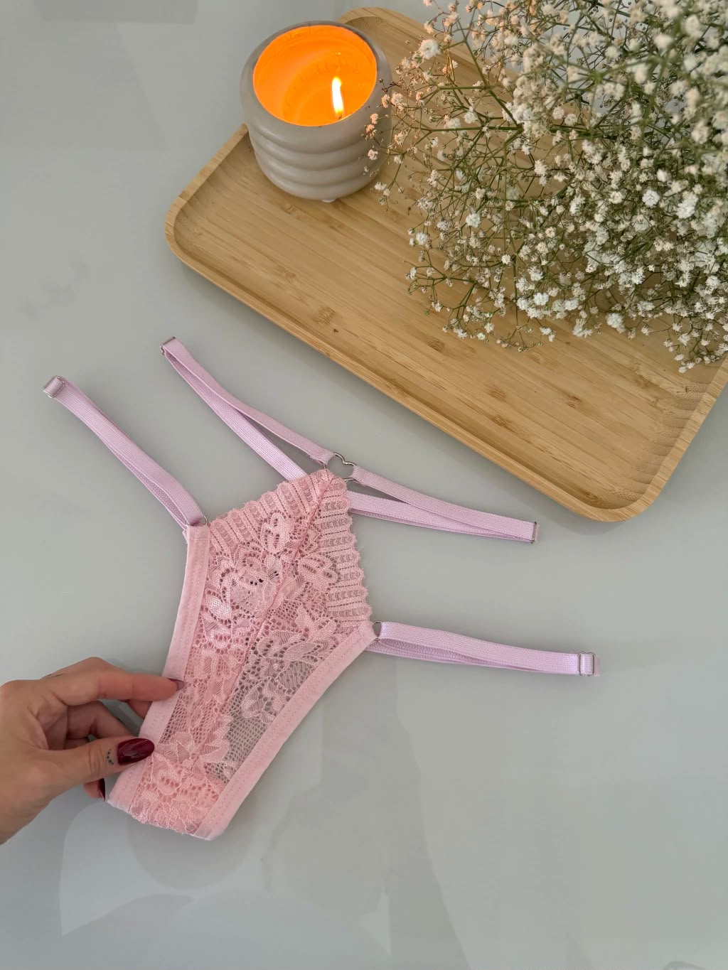 Calcinha Coração Straps Dupla Rendada