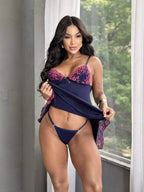 Camisola Luna Azul com Rosa