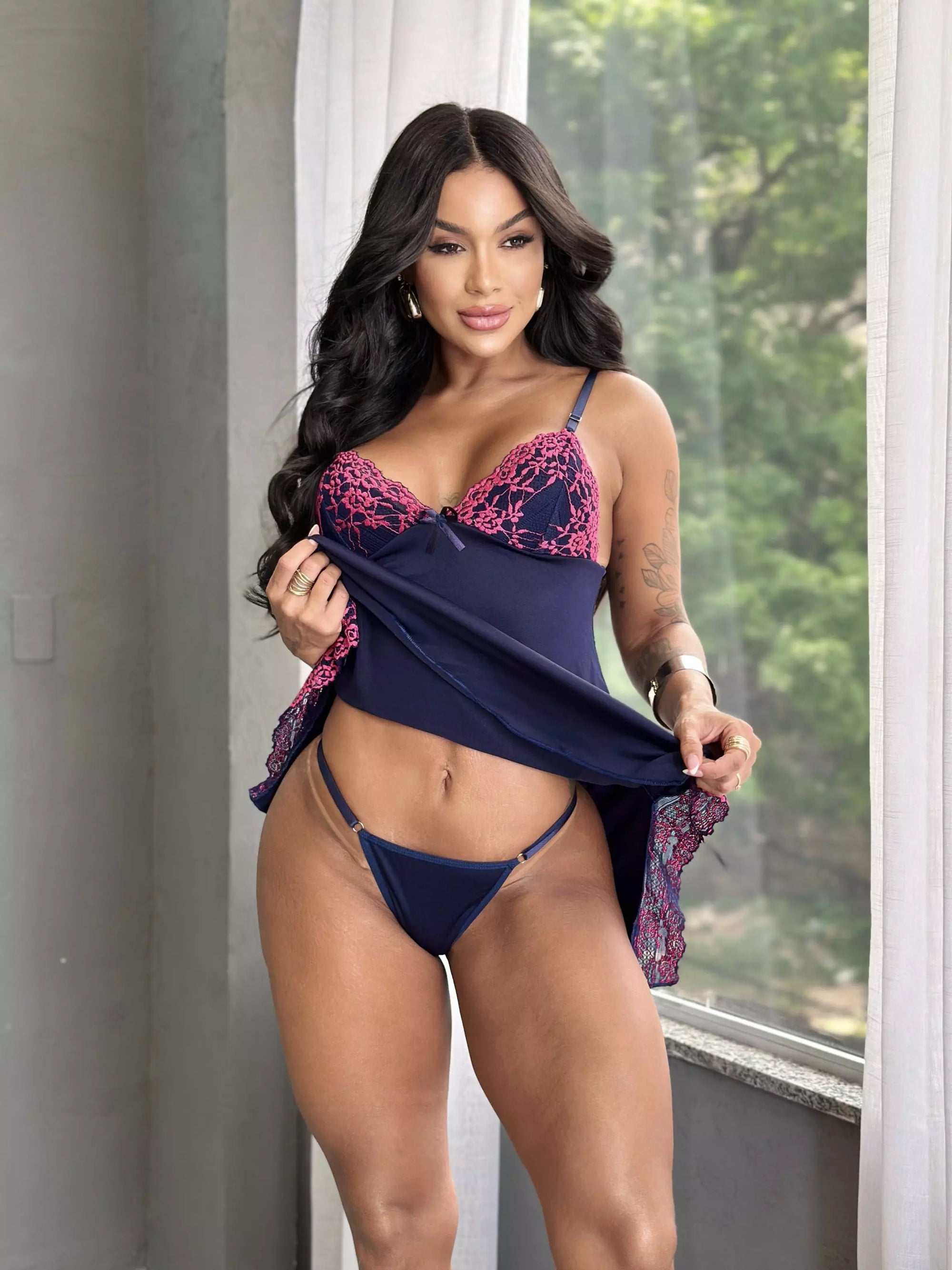 Camisola Luna Azul com Rosa