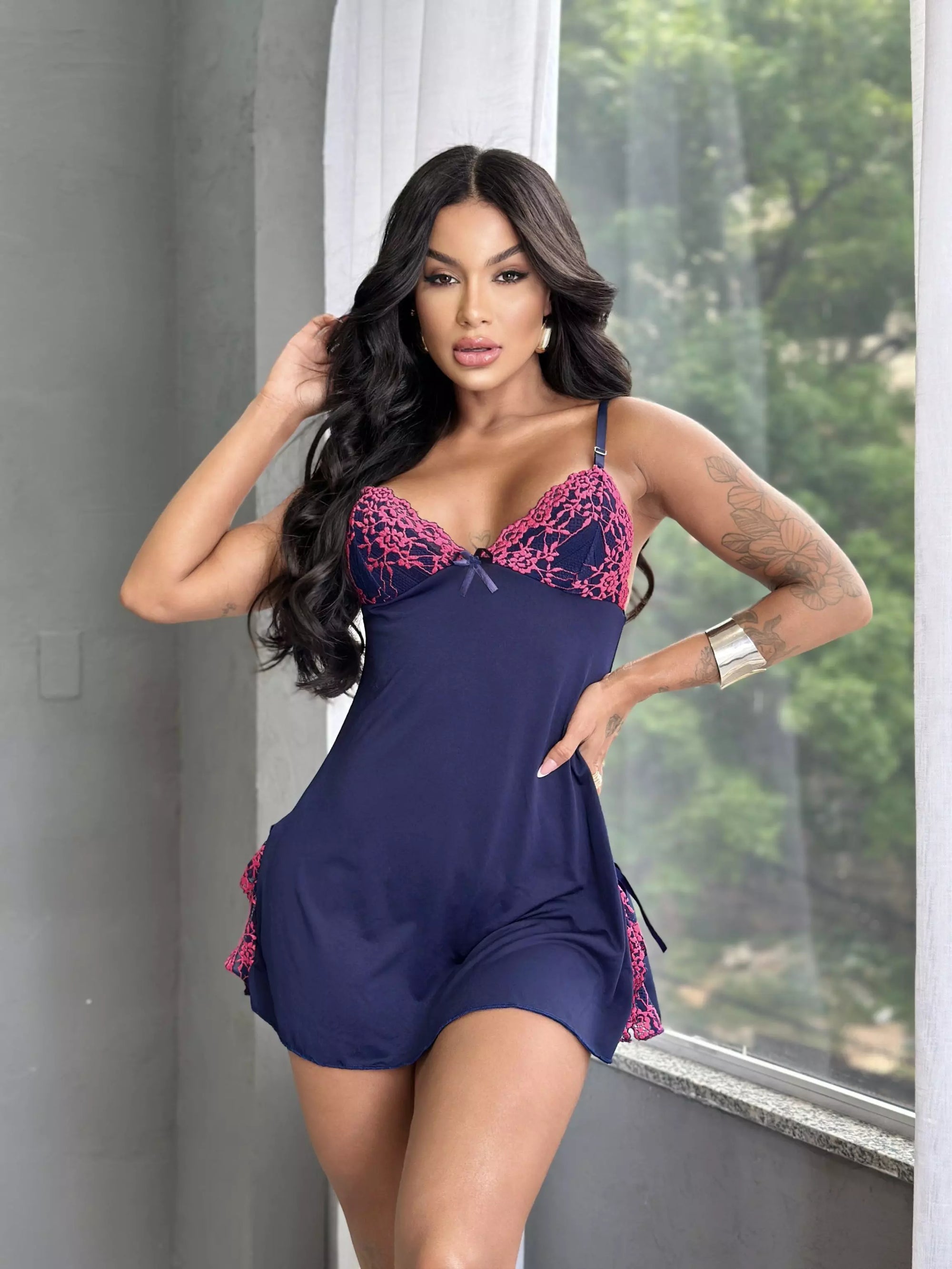 Camisola Luna Azul com Rosa