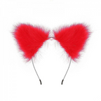 KIT RABO POMPOM COM TIARA DE ORELHAS GRAMPOS DE SEIOS E GARGANTILHA VERMELHO GENERAL IMPORT