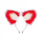 KIT RABO POMPOM COM TIARA DE ORELHAS GRAMPOS DE SEIOS E GARGANTILHA VERMELHO GENERAL IMPORT