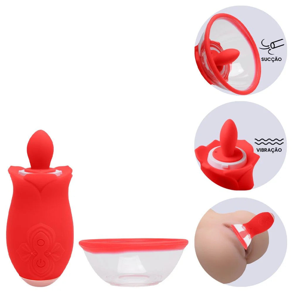 Vibrador Recarregável com Sucção e Lingua